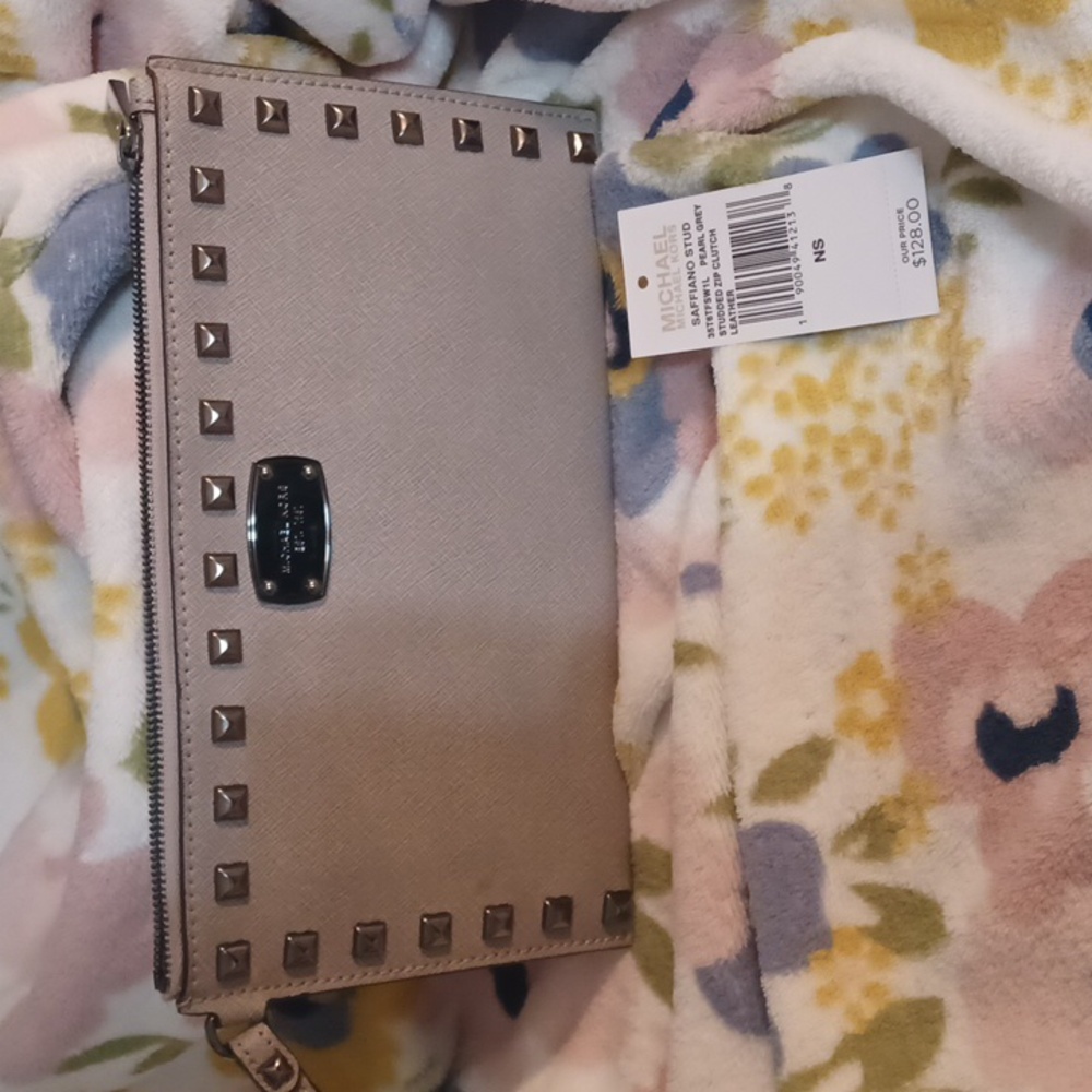 Michael Kors Gray Studded Clutch